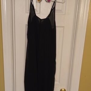 Elegant Black Sheer Jumpsuit/Swimsuitcover,Size L,Sheer Black